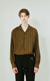 SSY(エスエスワイ) Clear stripe linen shirt brown