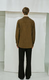 SSY(エスエスワイ) Clear stripe linen shirt brown