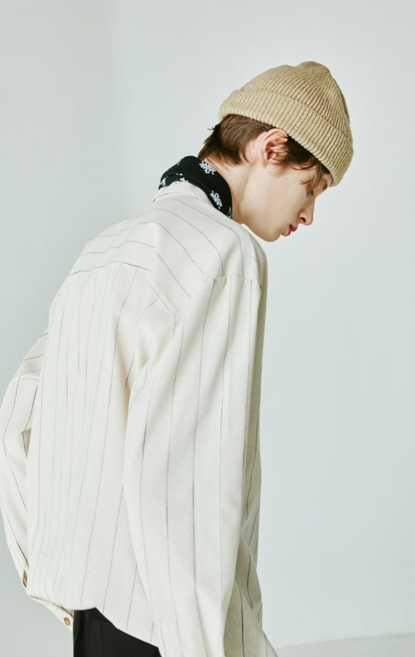 SSY(エスエスワイ) Clear stripe linen shirt ivory