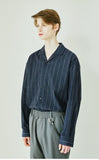 SSY(エスエスワイ) Clear stripe linen shirt navy