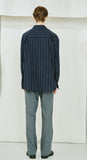 SSY(エスエスワイ) Clear stripe linen shirt navy