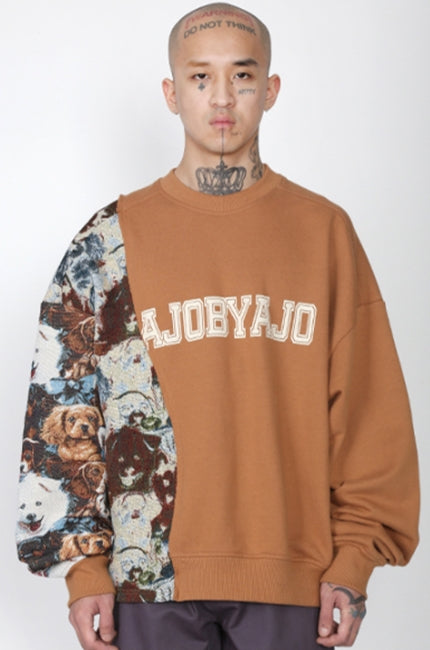 アジョバイアジョ（AJOBYAJO) Puppies Jacquard Oversized Sweatshirt [Beige]