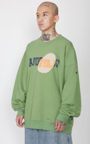 アジョバイアジョ（AJOBYAJO) Logo Patchwork Oversized Sweatshirt [Green]