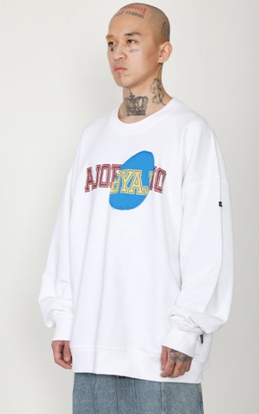 アジョバイアジョ（AJOBYAJO) Logo Patchwork Oversized Sweatshirt [White]