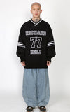 アジョバイアジョ（AJOBYAJO) Football Oversized Sweater [Black]