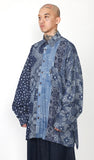 アジョバイアジョ（AJOBYAJO) Oversized Paisley Mixed Shirt [Navy]