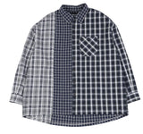 アジョバイアジョ（AJOBYAJO) Over Check Mixed Shirt [Navy]