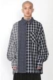 アジョバイアジョ（AJOBYAJO) Over Check Mixed Shirt [Navy]