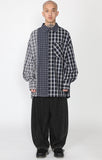 アジョバイアジョ（AJOBYAJO) Over Check Mixed Shirt [Navy]