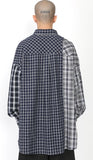 アジョバイアジョ（AJOBYAJO) Over Check Mixed Shirt [Navy]