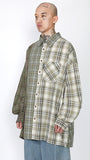 アジョバイアジョ（AJOBYAJO) Over Check Mixed Shirt [Green]
