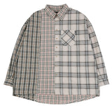 アジョバイアジョ（AJOBYAJO) Over Check Mixed Shirt [Beige]