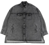 アジョバイアジョ（AJOBYAJO) Oversized Washed Denim Trucker Shirt [Charcoal]