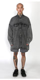 アジョバイアジョ（AJOBYAJO) Oversized Washed Denim Trucker Shirt [Charcoal]