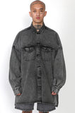 アジョバイアジョ（AJOBYAJO) Oversized Washed Denim Trucker Shirt [Charcoal]