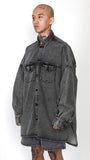 アジョバイアジョ（AJOBYAJO) Oversized Washed Denim Trucker Shirt [Charcoal]