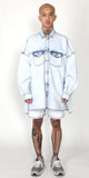 アジョバイアジョ（AJOBYAJO) Oversized Washed Denim Trucker Shirt [White]