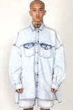 アジョバイアジョ（AJOBYAJO) Oversized Washed Denim Trucker Shirt [White]