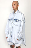 アジョバイアジョ（AJOBYAJO) Oversized Washed Denim Trucker Shirt [White]