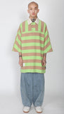 アジョバイアジョ（AJOBYAJO) Stripe Oversized Polo Shirt [Green]