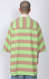 アジョバイアジョ（AJOBYAJO) Stripe Oversized Polo Shirt [Green]