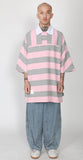 アジョバイアジョ（AJOBYAJO) Stripe Oversized Polo Shirt [Pink]