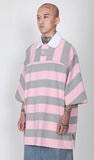 アジョバイアジョ（AJOBYAJO) Stripe Oversized Polo Shirt [Pink]