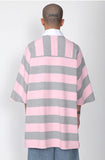 アジョバイアジョ（AJOBYAJO) Stripe Oversized Polo Shirt [Pink]