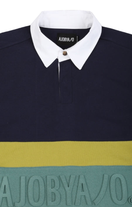 アジョバイアジョ（AJOBYAJO) Logo Embossed Polo Shirt [Navy]