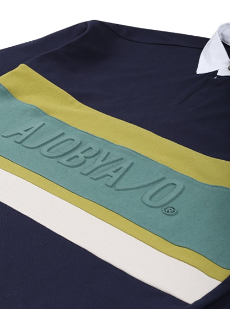 【AJO AJOBYAJO】Logo Embossed Polo Shirt アジョバイアジョ（AJOBYAJO) Logo Embossed Polo Shirt [Navy