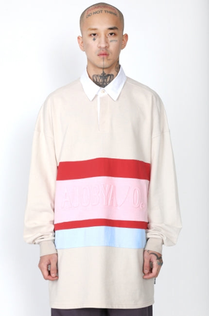 アジョバイアジョ（AJOBYAJO) Logo Embossed Polo Shirt [Ivory]