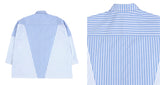 アジョバイアジョ（AJOBYAJO) Cross Mixed stripe Shirt [Blue]