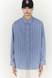 ORDINARY PEOPLE(オーディナリーピープル)  BLUE STRIPE CUTTING DETAIL SHIRTS