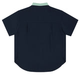 ORDINARY PEOPLE(オーディナリーピープル)  NAVY DOUBLE MINT COLLAR POINT HAWAIIAN SHIRTS