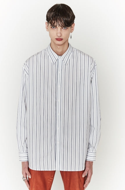 ORDINARY PEOPLE(オーディナリーピープル)  WHITE STRIPE CUTTING DETAIL SHIRTS