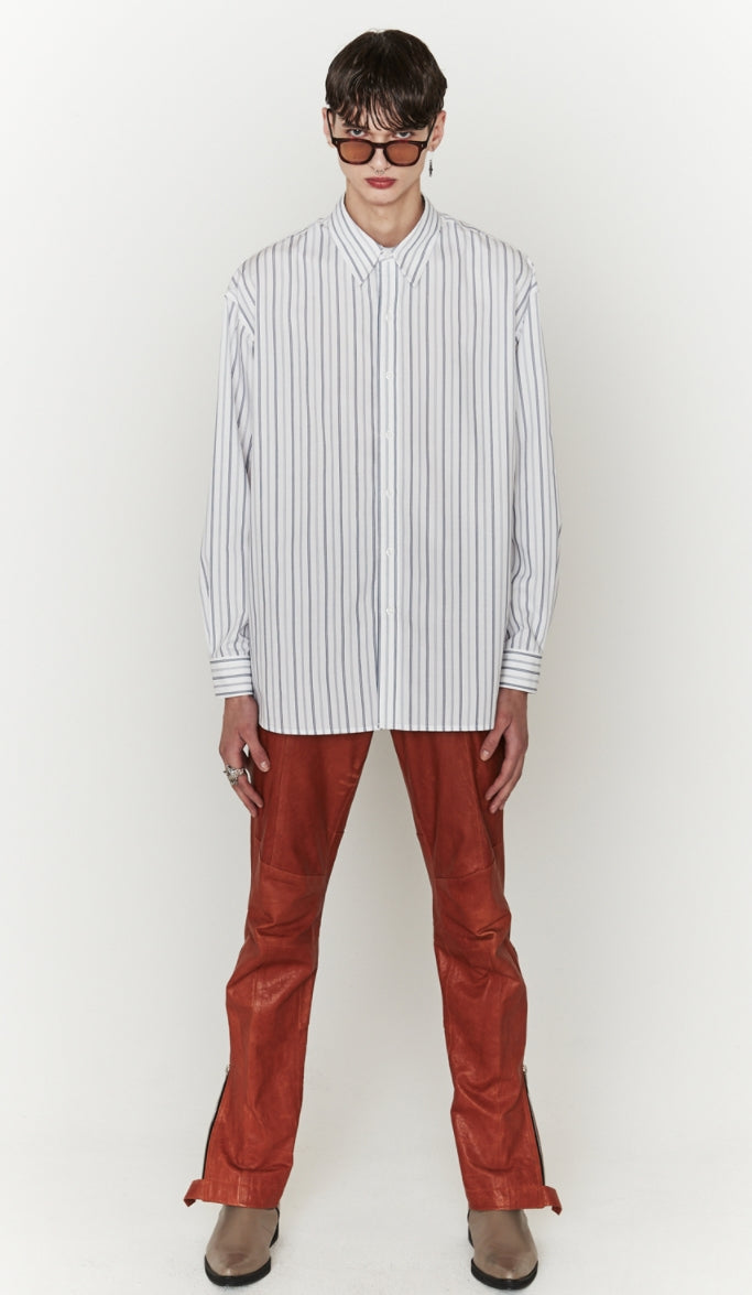 ORDINARY PEOPLE(オーディナリーピープル)  WHITE STRIPE CUTTING DETAIL SHIRTS