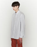 ORDINARY PEOPLE(オーディナリーピープル)  WHITE STRIPE CUTTING DETAIL SHIRTS