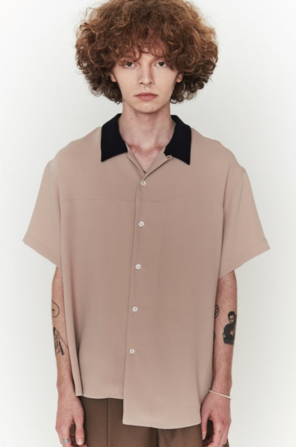 ORDINARY PEOPLE(オーディナリーピープル)  BEGIE DOUBLE NAVY COLLAR POINT HAWAIIAN SHIRTS