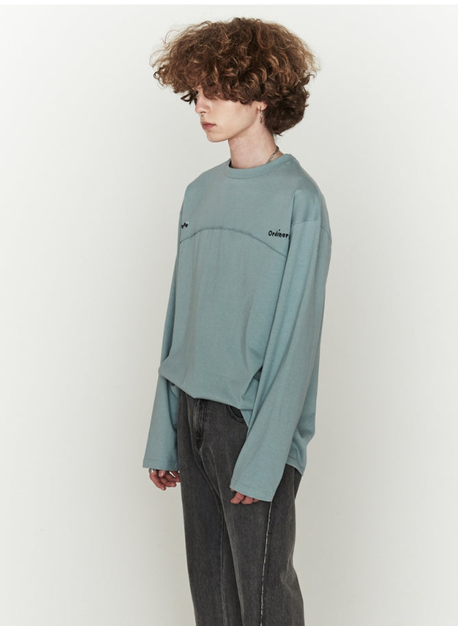 ORDINARY PEOPLE(オーディナリーピープル)  CUTTING DETAIL LOGO BLUEGREY LONG SLEEVES