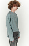 ORDINARY PEOPLE(オーディナリーピープル)  CUTTING DETAIL LOGO BLUEGREY LONG SLEEVES
