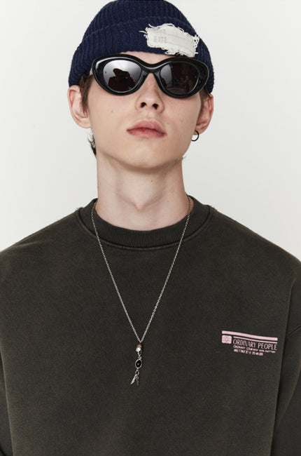 ORDINARY PEOPLE(オーディナリーピープル)  GARMENT DYING CHARCOAL LOGO SWEATSHIRTS