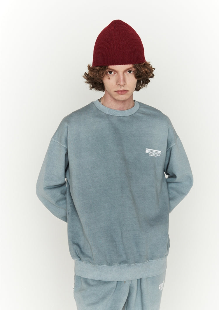ORDINARY PEOPLE(オーディナリーピープル)  GARMENT DYING BLUEGREY LOGO SWEATSHIRTS