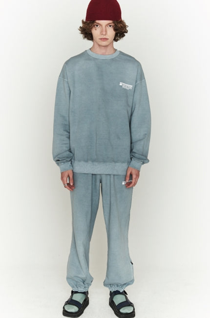 ORDINARY PEOPLE(オーディナリーピープル)  GARMENT DYING BLUEGREY LOGO SWEATPANTS