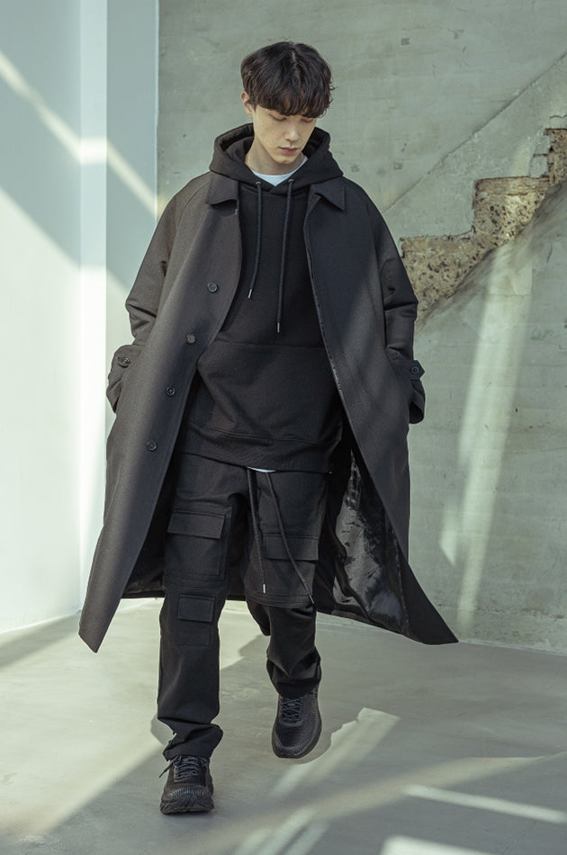 マスノウン(MASSNOUN)  SOLID OVERSIZED MAC COAT MSOCT001-BK