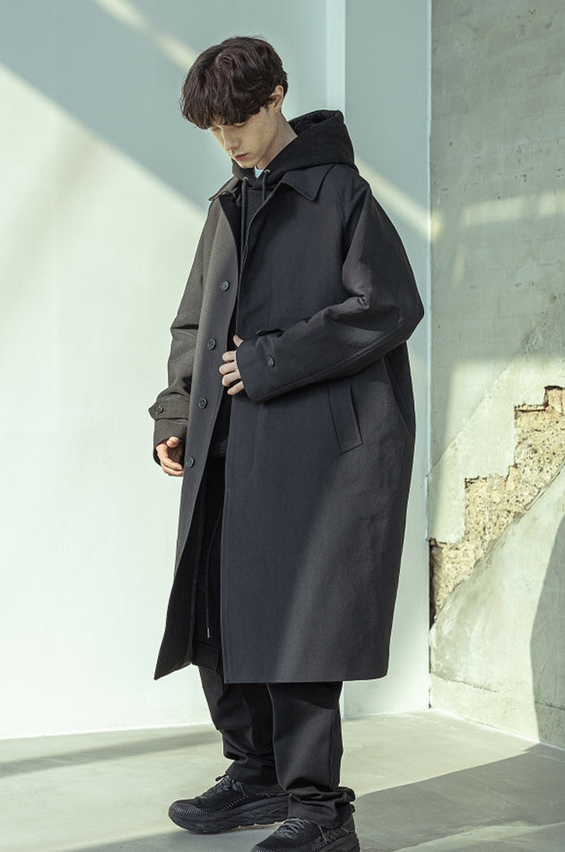 マスノウン(MASSNOUN)  SOLID OVERSIZED MAC COAT MSOCT001-BK