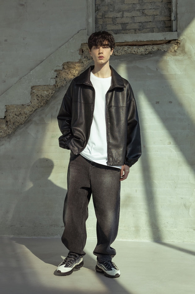 マスノウン(MASSNOUN)  OIL-WASHED DUST DENIM PANTS MSOJP002-BK