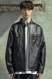 マスノウン(MASSNOUN)  LAMBSKIN OVERSIZED STANDCOLLAR JACKET MSOLJ004-BK