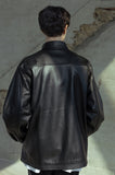 マスノウン(MASSNOUN)  LAMBSKIN OVERSIZED STANDCOLLAR JACKET MSOLJ004-BK