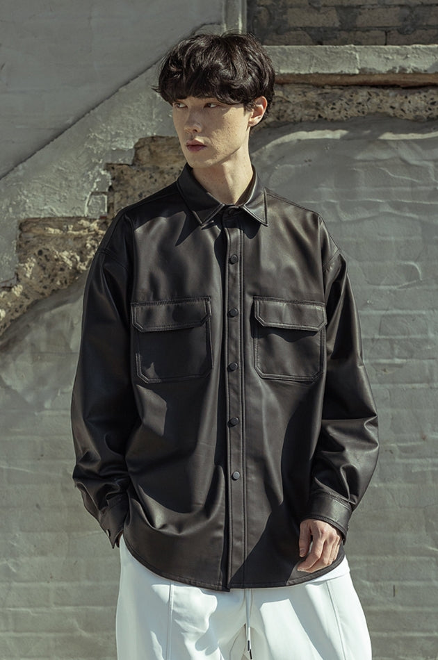 マスノウン(MASSNOUN)  LAMBSKIN SOFT TOUCH SHIRTS JACKET MSOLJ005-BK