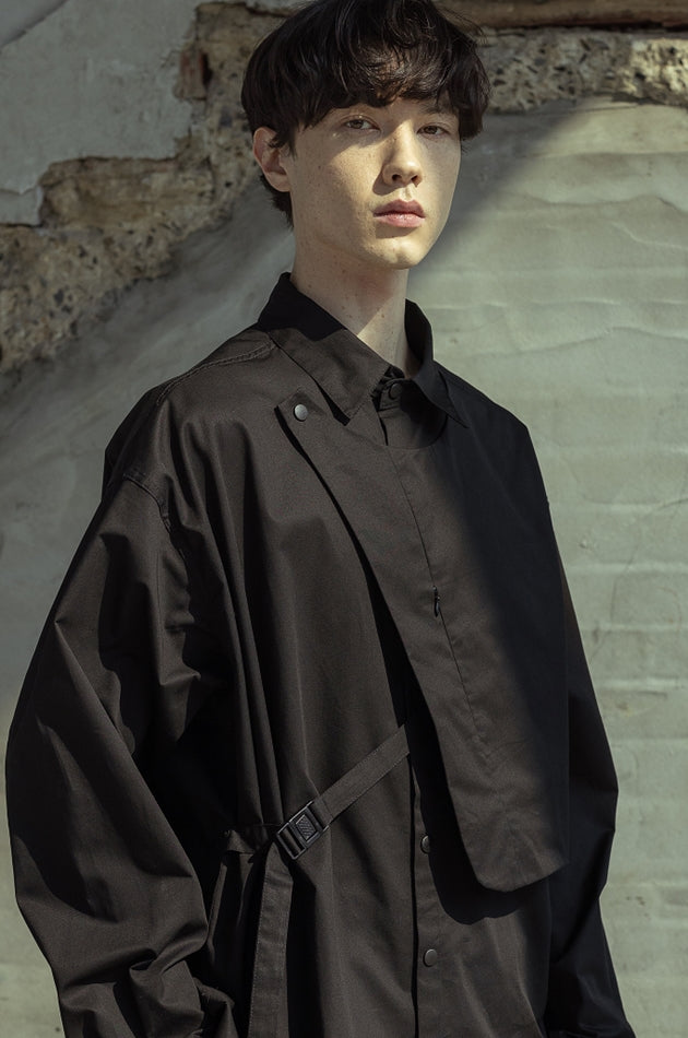 マスノウン(MASSNOUN)  OVER WRAP TECH SHIRTS MSOST001-BK